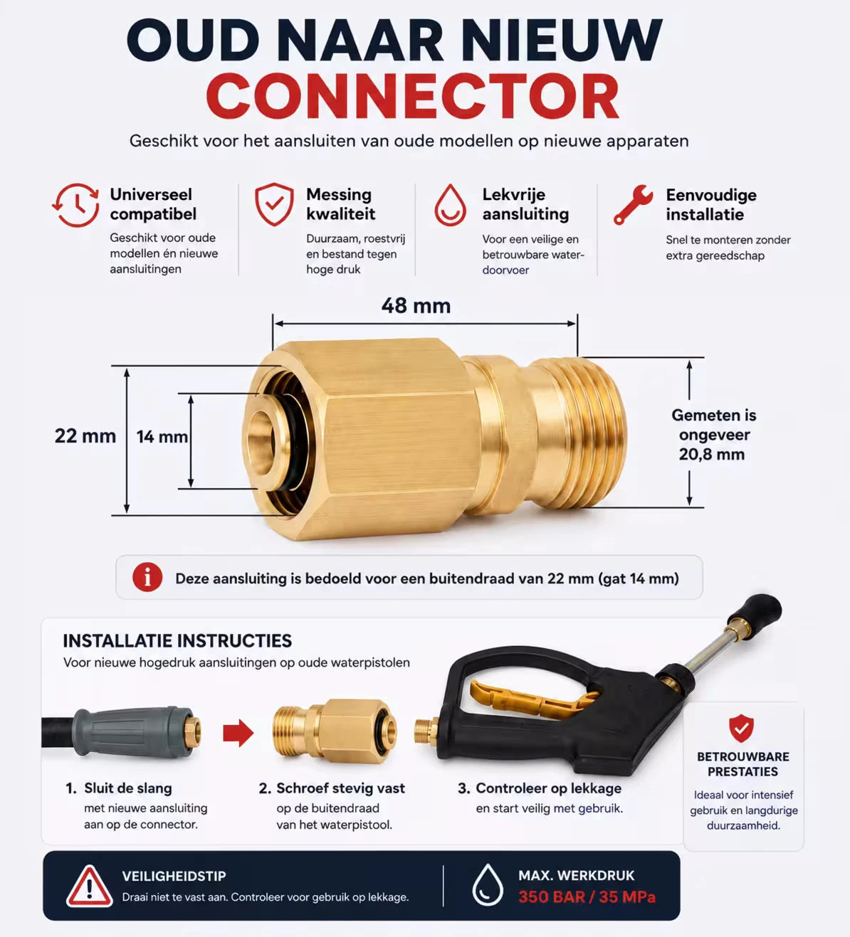 nanoglans kärcher hd easy!force adapter voor hogedrukpistool