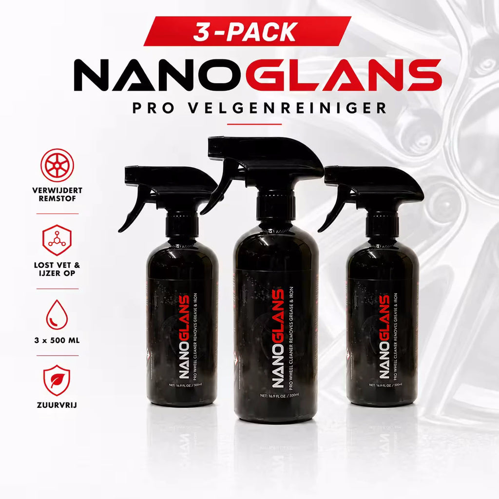 nanoglans pro wheel cleaner & removes grease & iron | 500ml (3 pack)
