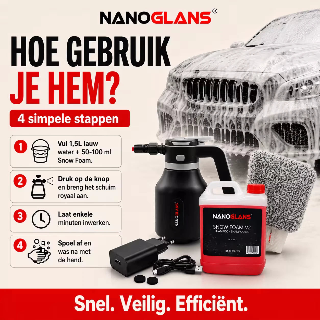 nanoglans e foamer pro met lithium accu set