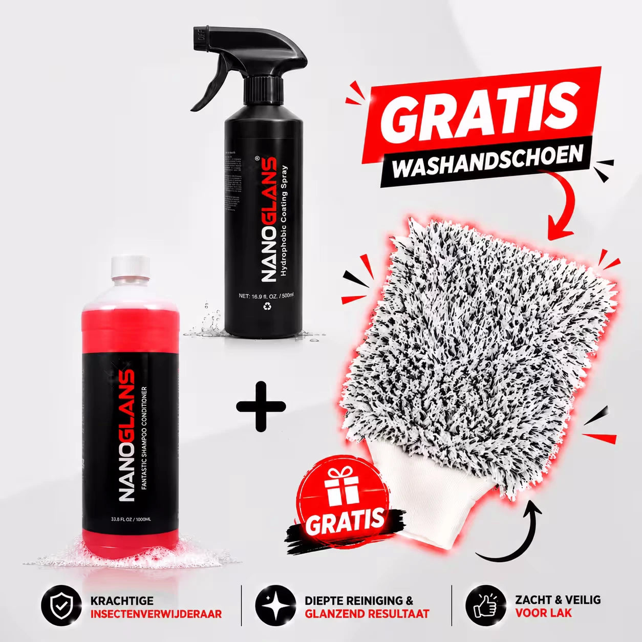 nanoglans coating spray 500ml + fantastic shampoo 1l + gratis wash mitt
