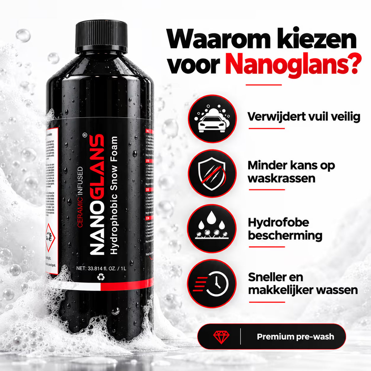 Hydrophobic Snow Foam 1L – NanoGlans Ceramic Pre-Wash