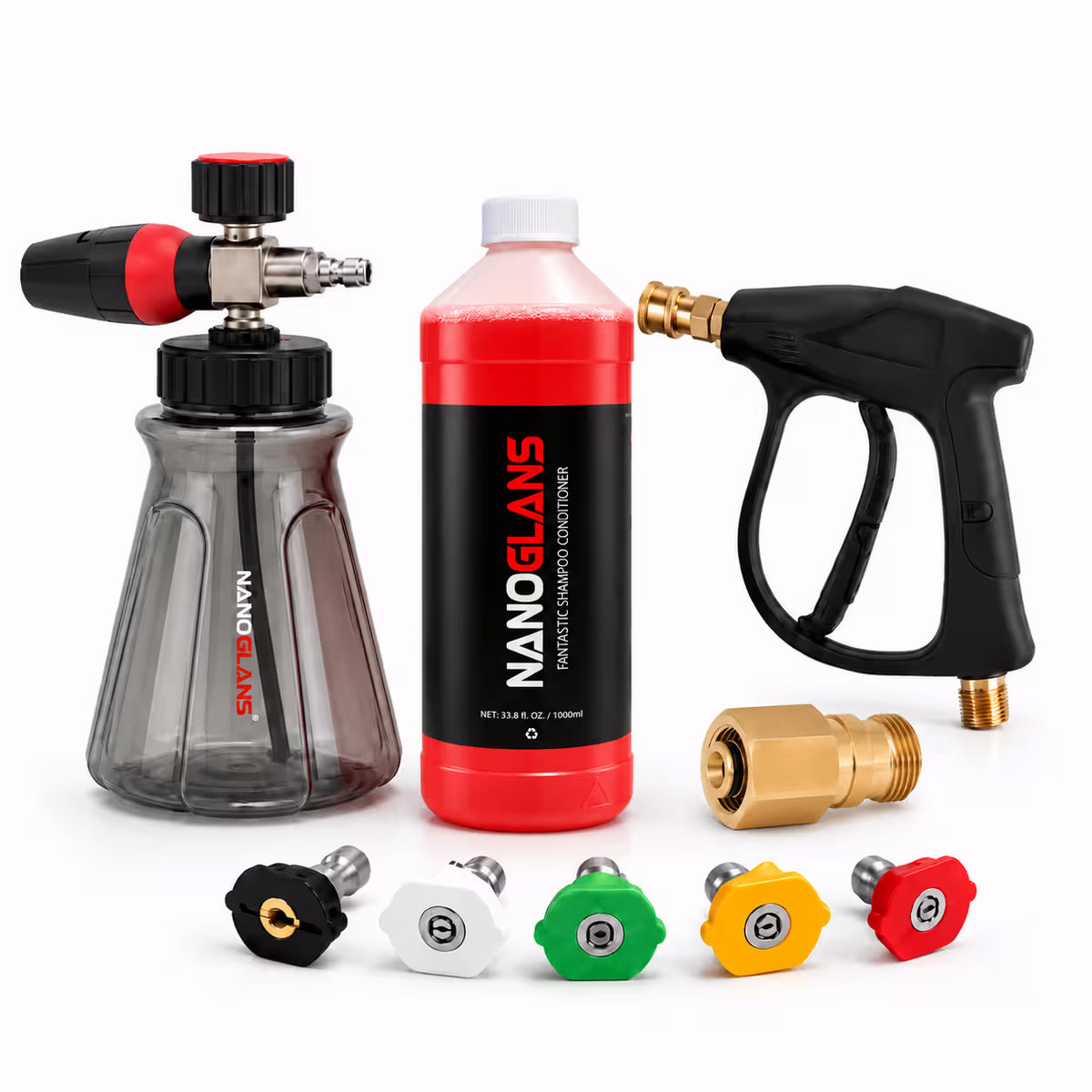 Nanoglans Foam set | Pro Cannon voor Hogedruk met Hogedrukpistool & 1L Shampoo