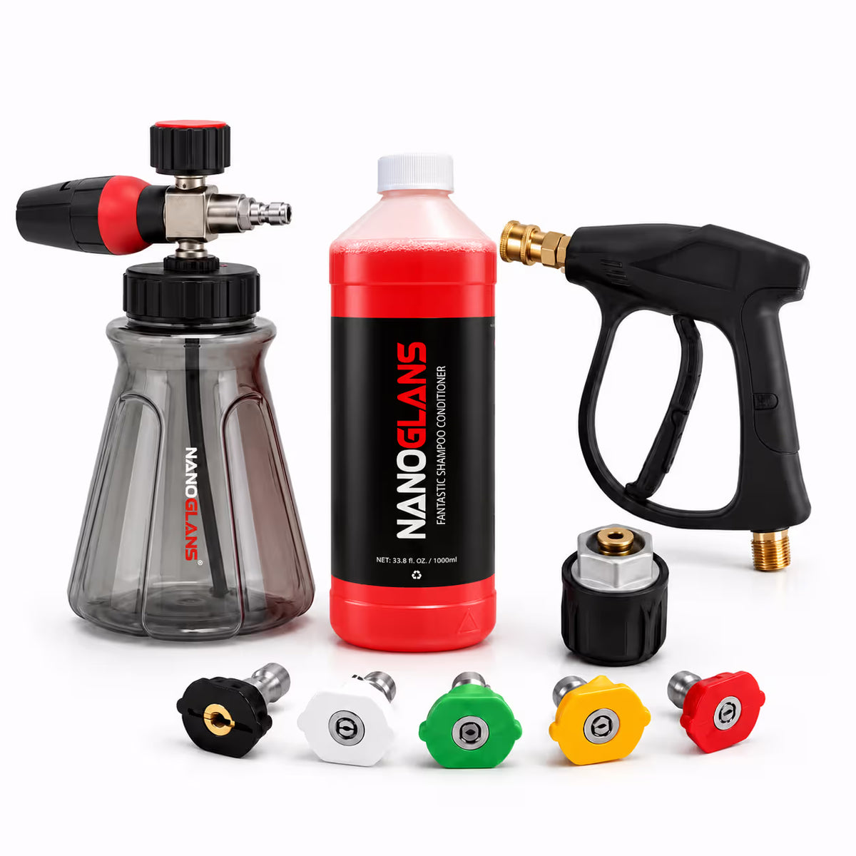 Nanogloss Foam Set | Pro Cannon for High Pressure with High-Pressure Gun & 2.5l Snow Foam for Kärcher