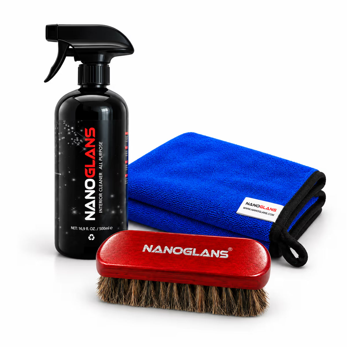 Auto Interieur Reinigingsset – Cleaner 500 ml, Borstel & Microvezeldoek