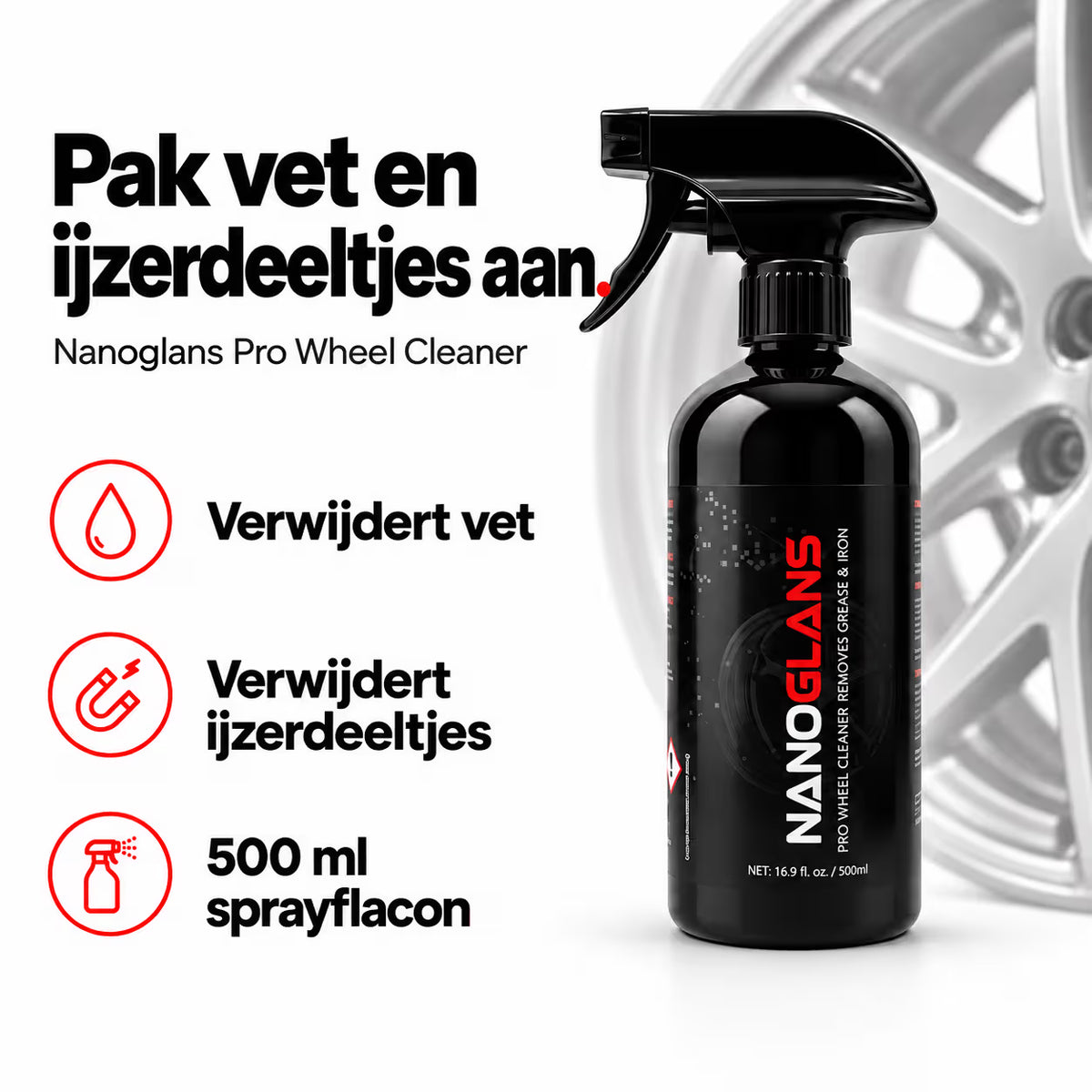 Nanoglans PRO Wheel Cleaner & Removes Grease & Iron | 500ml