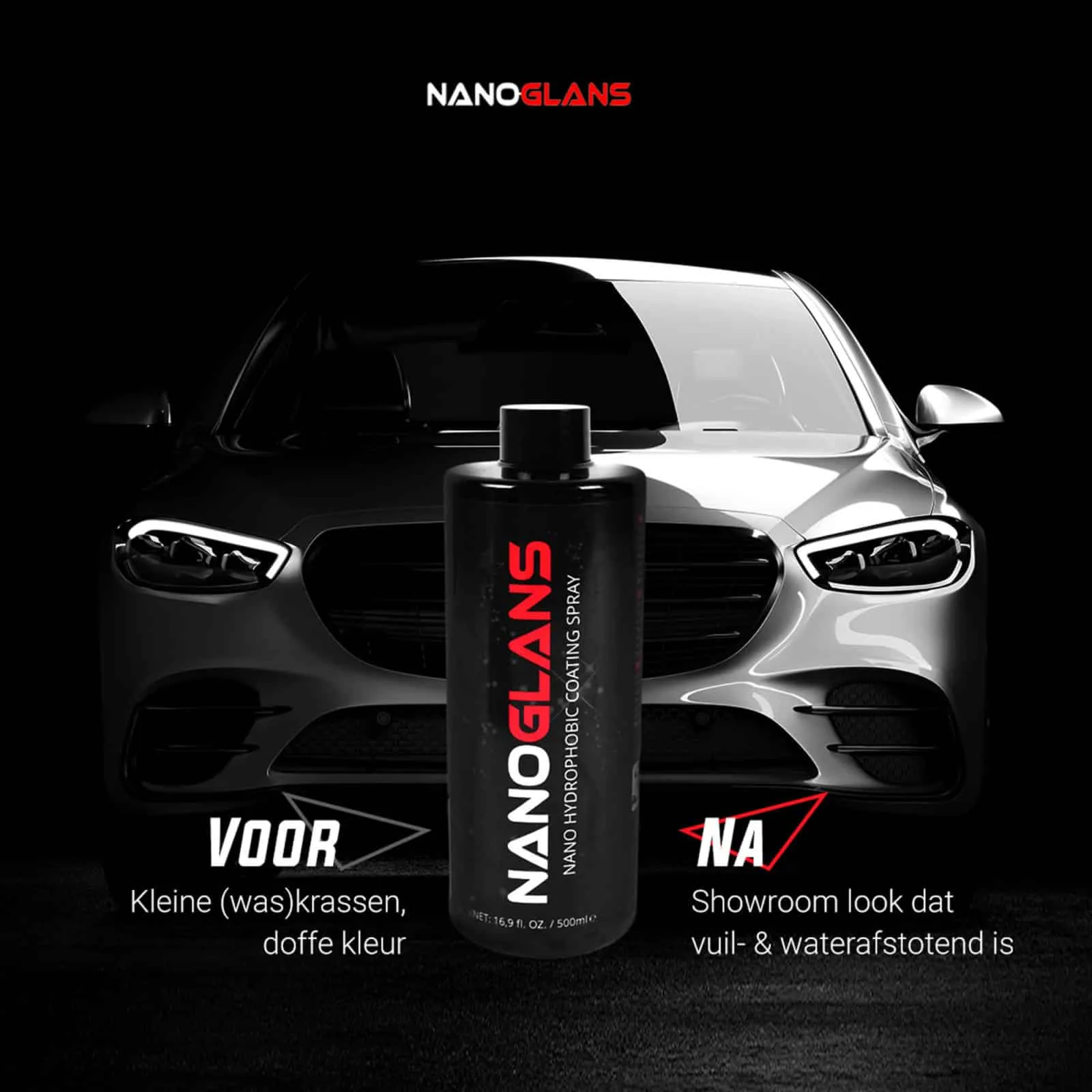 Car polish Nanoglans with showroom effect.