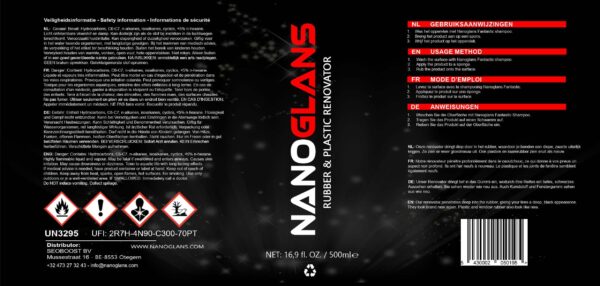 Veiligheidsinformatie en gebruiksaanwijzing voor NanoGlans renovator.