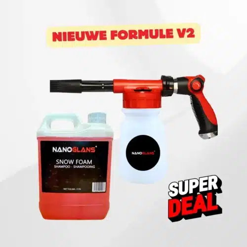 Nieuwe nanoglans sneeuwschuim shampoo en spuitfles aanbieding