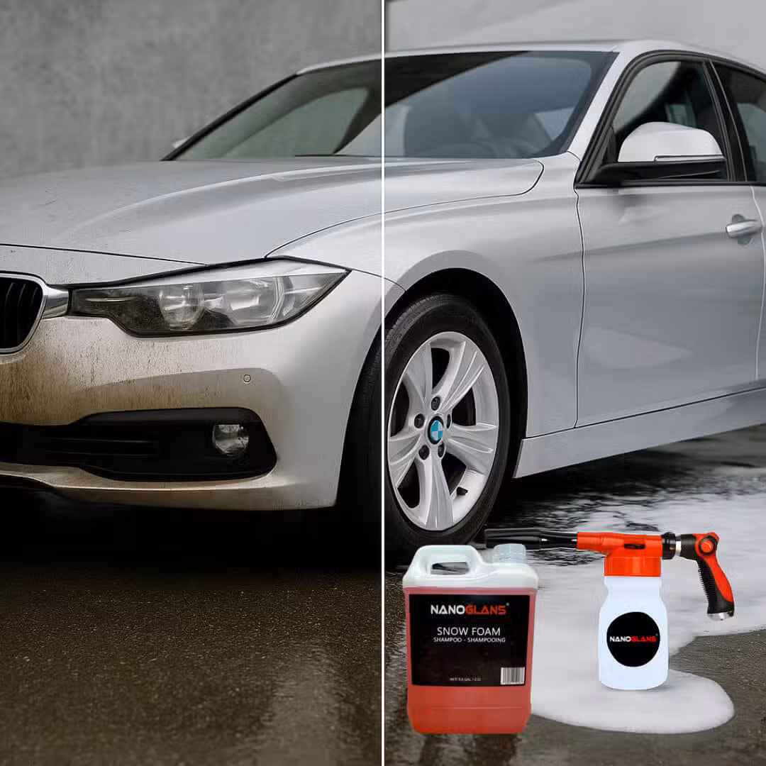 Car cleaned with nanogloss snow foam.